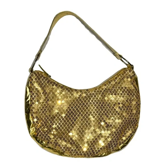 Y2K Gold Sequin Hobo Bag - Picture 1 of 9